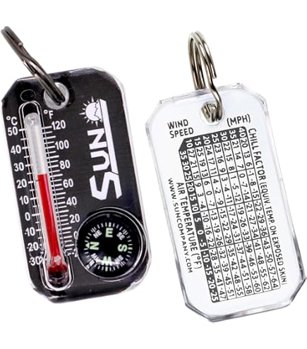 Hiking Camping Hook Keychain Compass Thermometer – Alloy, Double Sided, Unbranded - View #5