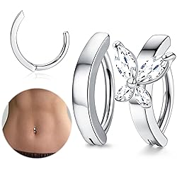 FIASASO 2Pcs 14G Simple Clicker Belly Button Ring