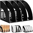 SAYEEC File Holder Storage Folder 4 Compartment Standing Desktop Hollow Organizer Black Files Shelf Frame Thicken Plastic Paper Notebook Magazine Bookstore for Office School Supplier Students