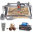 VEVOR, 10W Output Engraving Machine, 15.7" x 15.7" Large Working Area 10000mm/min Movement Speed, Compressed Spot with Rotary Roller, Laser Cutter for Wood, Certain Metal, Gray