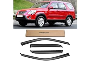 CMVT AUTO Window Visor for 2002-2006 Honda CR-V CRV, Out-Channel Rain Guards Shields Vent Deflector Shade Wind Dark Smoke Ventshade Ventvisor for 02-06 CR-V CRV 02 03 04 05 06, Outside-Mount, 4PCS