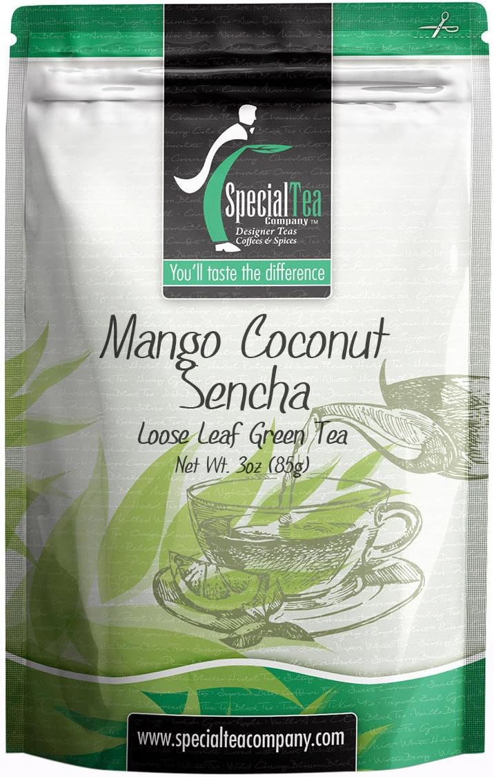 Special Tea Mango Coconut Sencha Green Tea, Loose Leaf, 3 Ounce