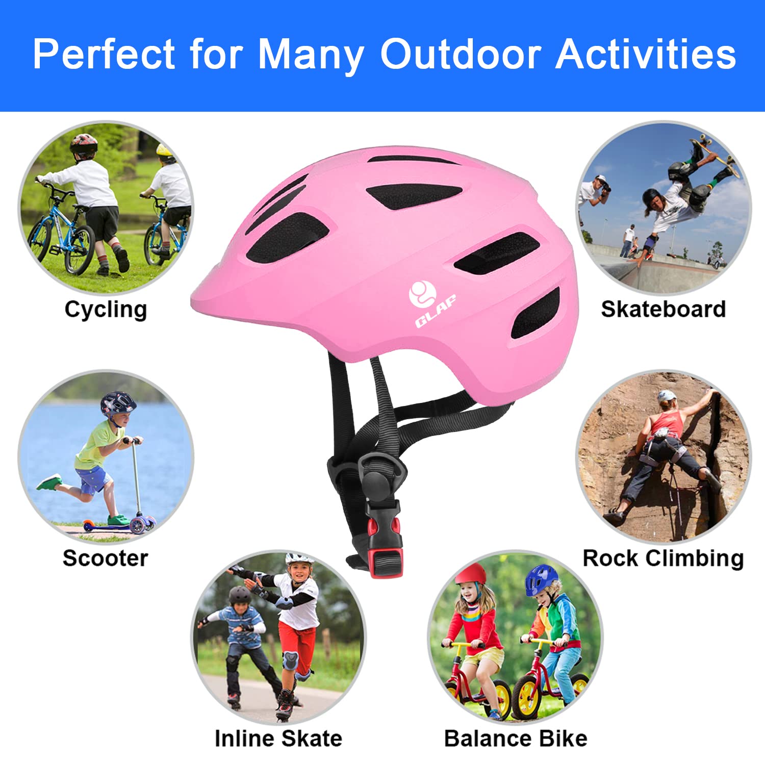 GLAF Baby Bike Helmet Toddler Helmets for 1 Year Old and up Infant Girls Boys Multi Sport Adjustable for Scooter Bicycle Kids Youth Child Skateboard Safety Cycling