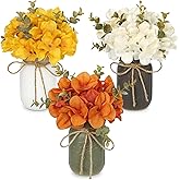 Mason Jar Centerpiece Rustic Autumn Floral Centerpiece for Table Farmhouse Decor Fall Artificial Hydrangea Flowers Thanksgiving Tiered Tray Decoration for Kitchen, Dining Room, Home Decor-Set of 3