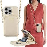 Hanman Crossbody Wallet Case for iPhone 15 Pro Max,RFID Blocking PU Leather Zipper Handbag Purse Cover Suitable for iPhone 15 Pro Max,Leather Wallet Case for Woman & Girls-Beige