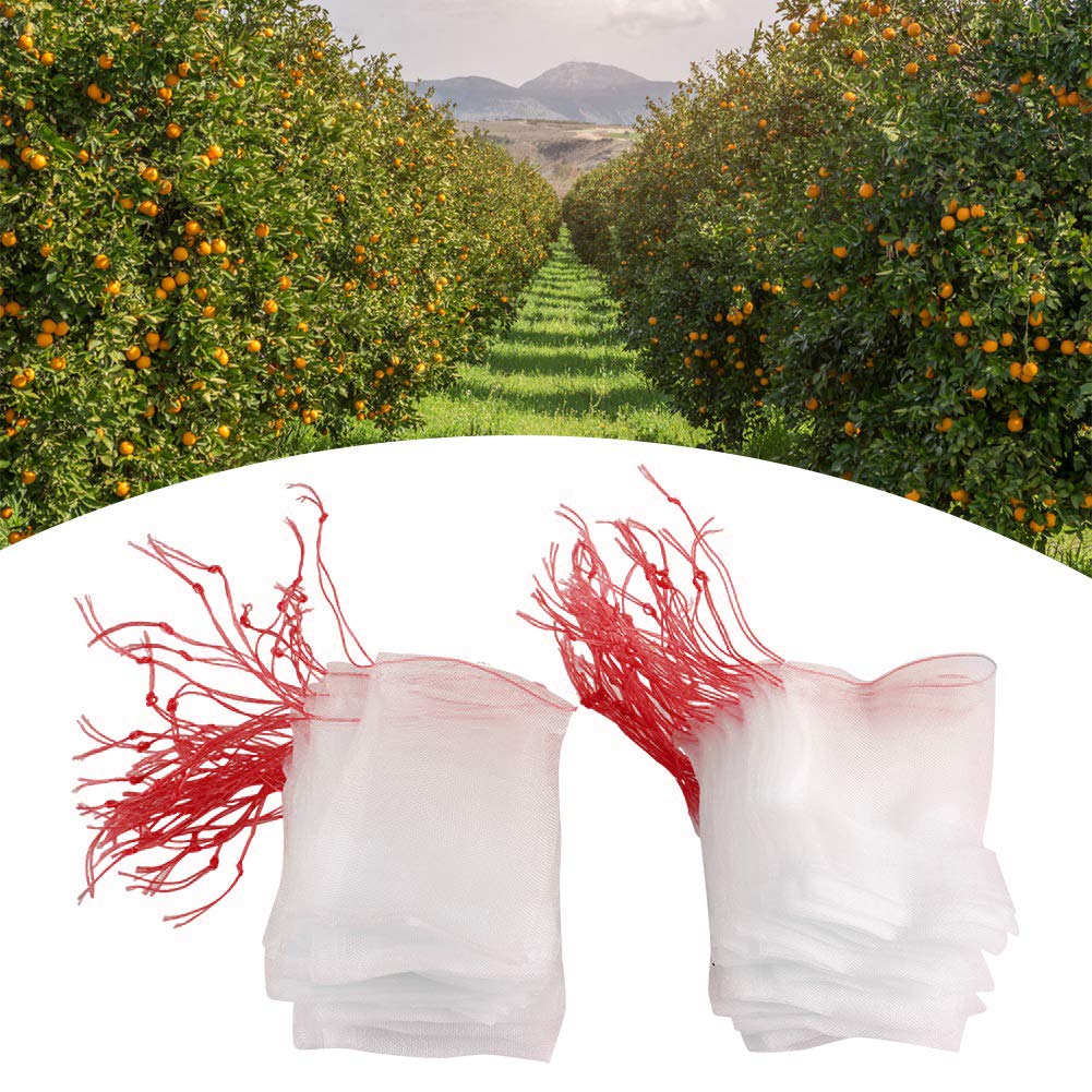 100PCS Nylon Mesh Bags See Through Reusable Garden Fruit Protection Bags Multiple Usage Mesh Drawstring Storage Bags for Vegetables
