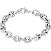 Invicta Bracelet for Men, Stainless Steel Chain Jewelry, Knife Edge Oval Link, 10.6mm, 8.75"