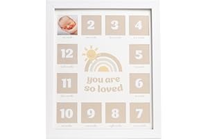 Kate & Milo My First Year Photo Frame, Baby Milestone Picture Frame, Newborn Keepsake Nursery Décor, Baby Girl and Baby Boy G