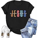 KEEVICI Jesus Christian T Shirts for Women Religious Sayings Faith Shirt Inspirational Tshirts Bible Verse Graphic Cotton Tee
