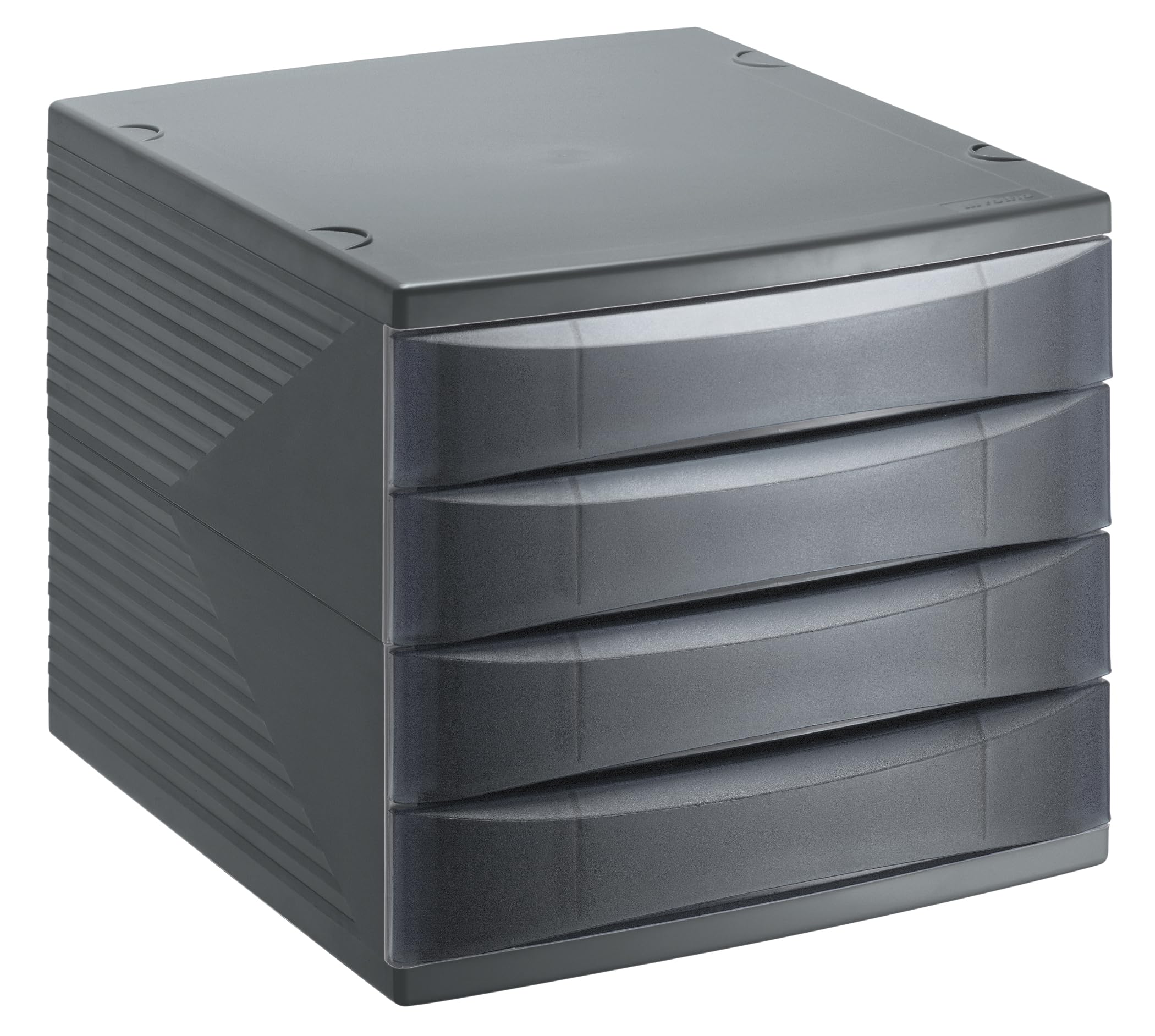 Rotho Quadra drawer/office box with 4 drawers, plastic (PS), BPA-free, black, (36.5 x 28.0 x 25.0 cm)