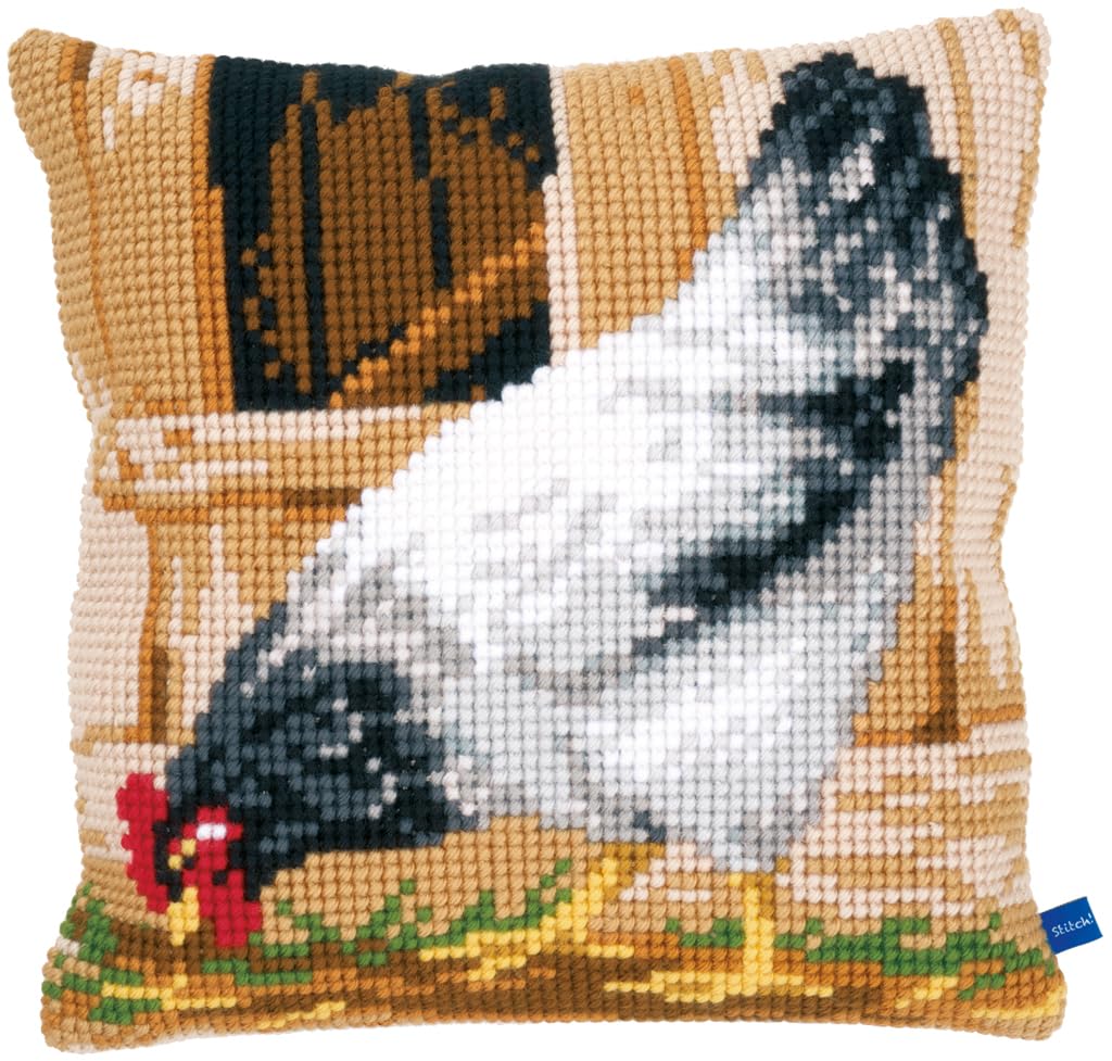 Vervaco Grey Hen Cross Stitch Cushion, Multi-Colour