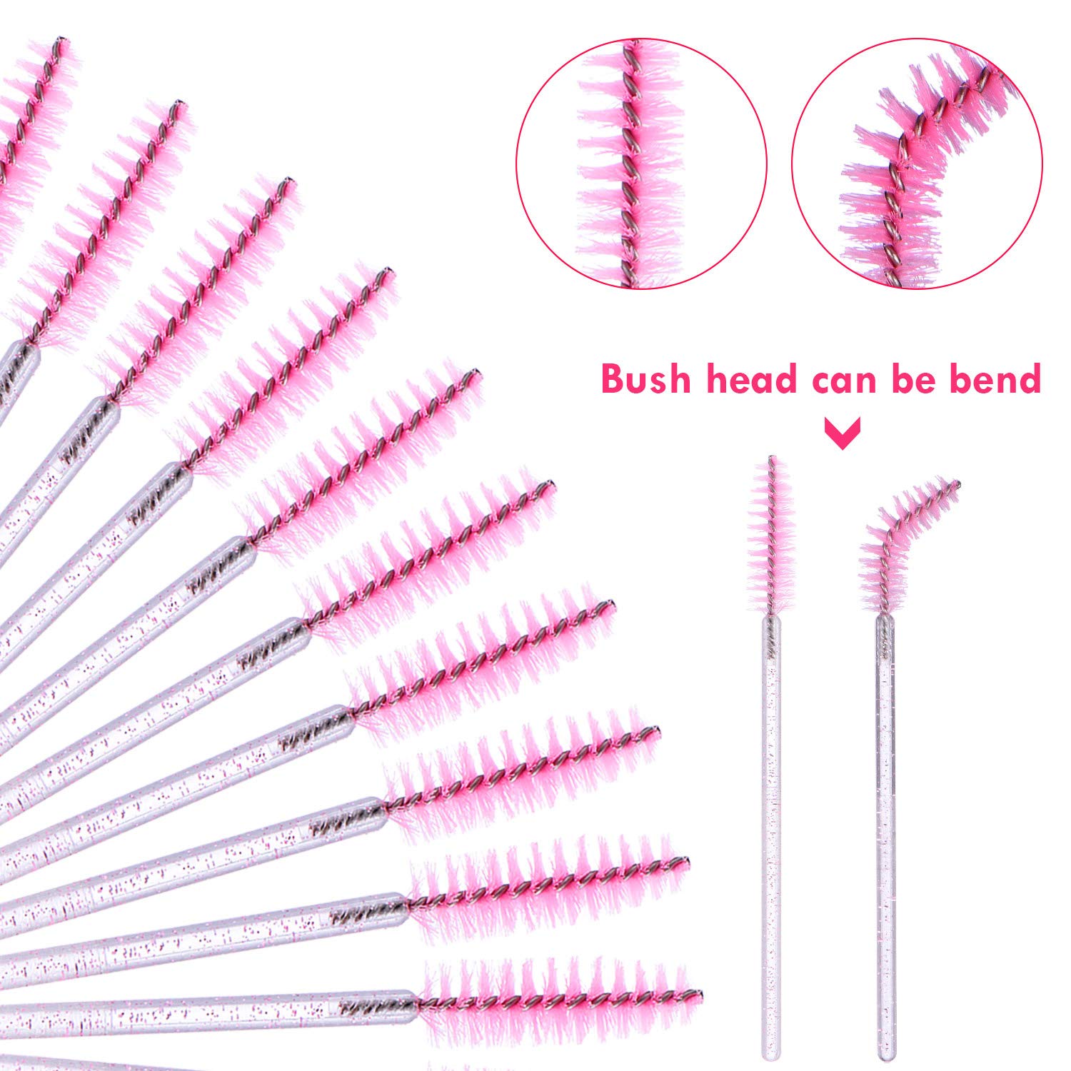 100 Pieces Glitter Lip Brush Crystal Lip Brush Disposable Lip Gloss Applicator Lipstick Gloss Wands and 100 Pieces Eyelash Brush Mascara Wands Applicator Makeup Tool: Beauty