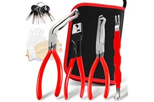 LIUCOCOTOS 4 Pieces Automotive Electrical Disconnect Pliers Kit, High-Carbon Steel Connector Separator with Straight & 60° Pliers, Hose Clamp Plier, Plug Release Tool and Wire Terminal Removal in Storage Box