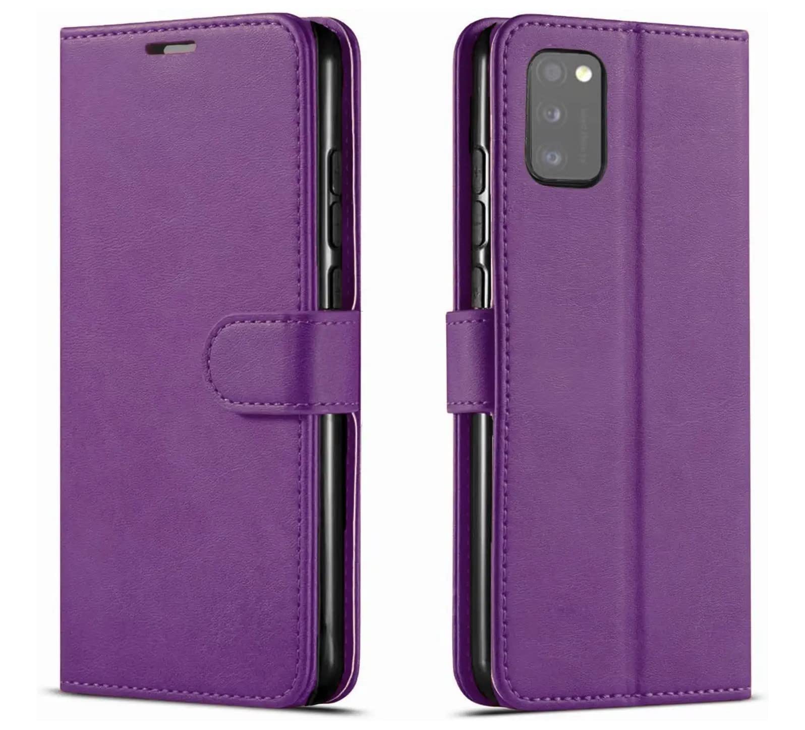 NWNK13 For Samsung A41 Phone Case Premium Leather Flip Case Book Wallet Case Card Holder Media Stand Shock Proof Protective Phone Cover Compatible for Samsung Galaxy A41 (Purple)