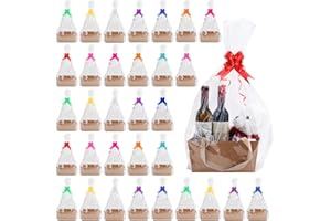 Meecuppa 32 Pcs Basket for Gifts Empty DIY Bulk Party Gift Basket Kit with Handles with 32 Bag 32 Bow Market Tray for Gift Packages Wrapping Anniversary Birthday Wedding Party Gift(12 x 9 x 5.7 In)