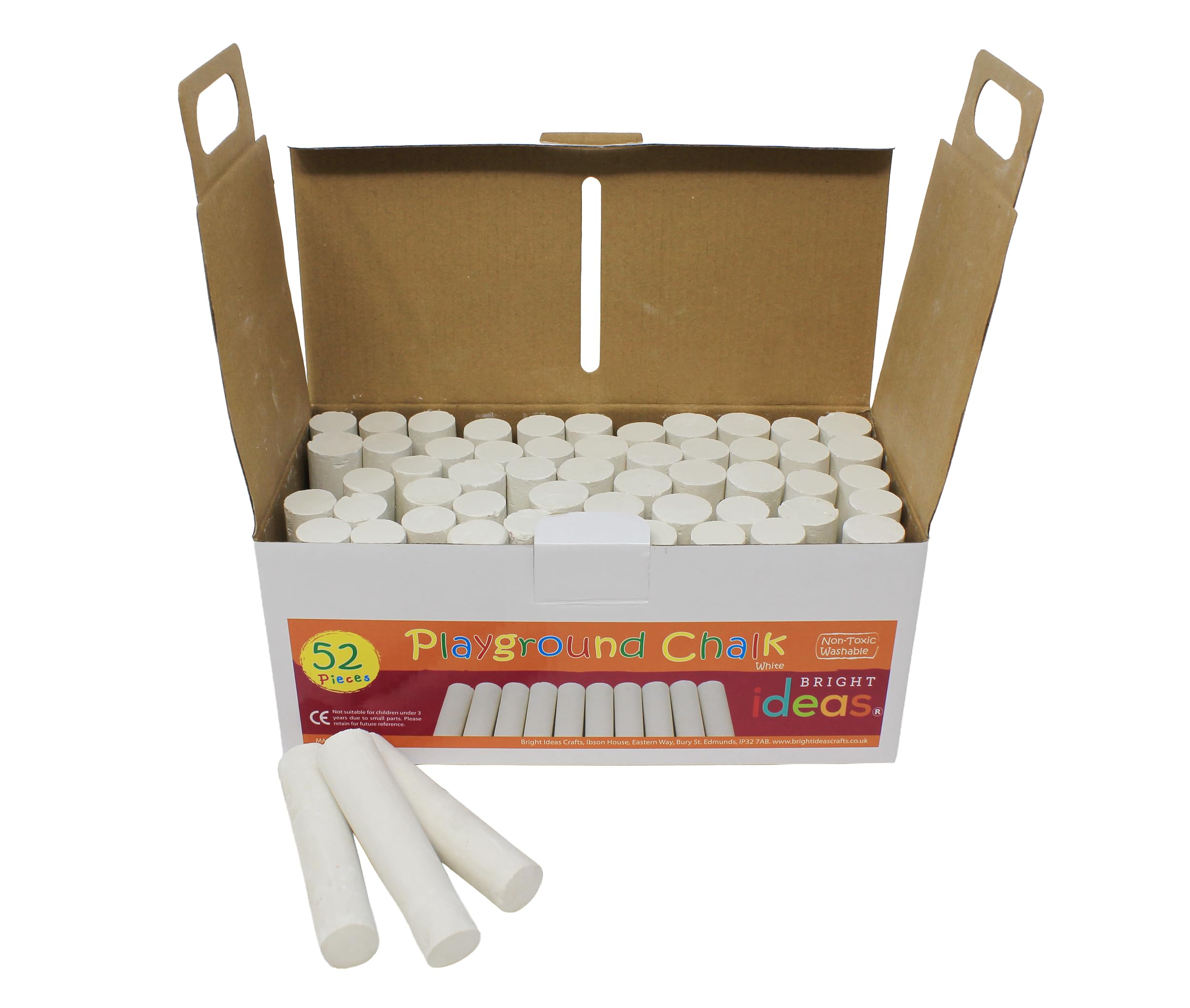 Bright Ideas Giant Playground Chalk, White, 52 chalks, 10cm, BI8015