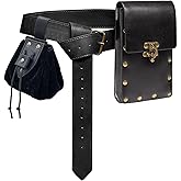 Renaissance Belt Pouch Coin Purse Skirt Hike Set Medieval Festival Costume Halloween Accessories Casual Fanny Pack Waist Bag (2Pouch-0Black)