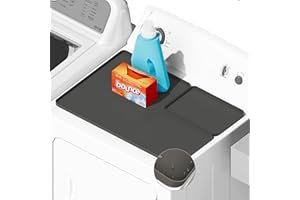 SEIRI 1pcs Dryer Top Protector Mat with Lint Trap Hole Cut Out Set, 26" x 18" Silicone Dryer Top Protector Mat Non-Slip Waterproof Laundry Dryer Cover for the Top (Dark Gray)