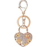 Car Keychain for Women with Rhinestone Heart Shape Handbag Pendant Bling Girl Cute Keyring Gift for Christmas Birthday Anniv.