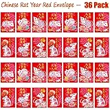 PartyYeah 36 Pieces Chinese Ox Year Hong Bao Red Money Envelopes Gift for 2021 Chinese Ox New Year, Lucky Money Pockets for New Year Wedding, Good Luck+Happy New Year+Happiness+Best Wishes