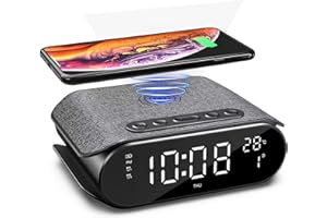 CLEVER BRIGHT Alarm Clocks Radio: Digital Clock for Bedrooms - Fast Wireless Charger Station with USB Port
