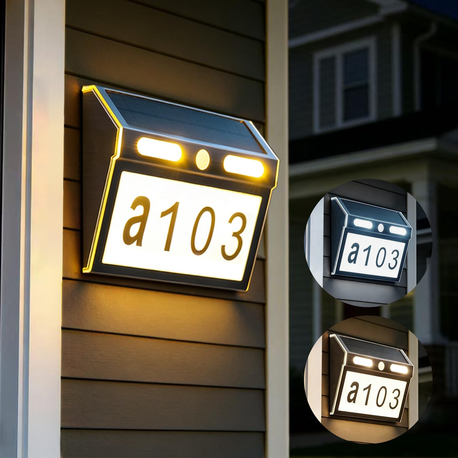 MEDOYOH Solar Powered House Numbers Plaques with Lights, 3 Lighting Modes 2200mAh Solar Houses Address Lights IP65 Waterproof for Outdoor Address Signs