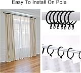 WOVTE 50 Pack Curtain Rings and Hooks 30mm Drapery Sliding Eyelets Black/White view 5