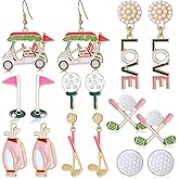 Quelay 8 Pairs Golf Earrings for Women Golf Accessories Jewelry Studs Birthday Christmas Gifts for Golfer Golfing Lovers