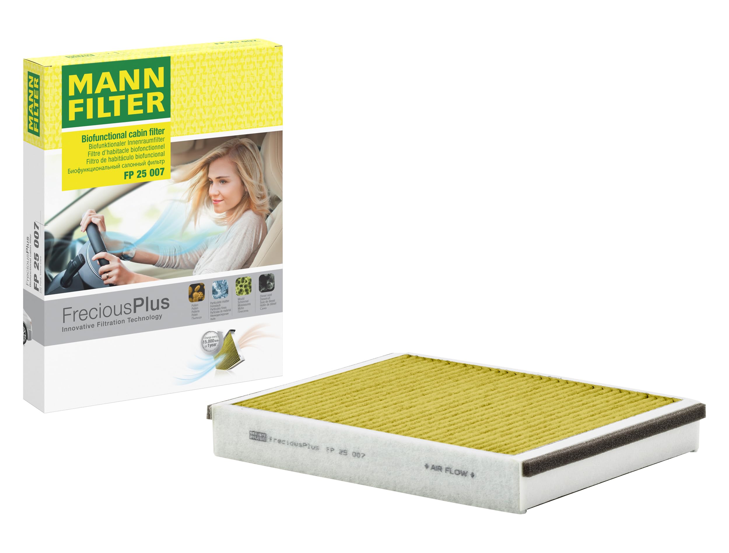 MANN-FILTER FP 25 007 Cabin Air Filter - FreciousPlus Biofunctional Pollen Filter - for Cars + Transporters