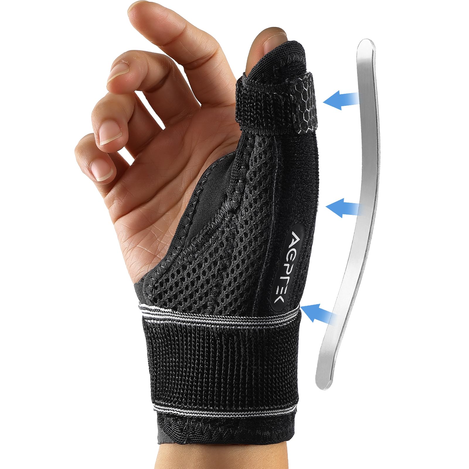 AGPTEK Thumb Splint Support for Right & Left Hand, Thumb Brace Breathable with Metal Splint, Thumb Stabilizer for Arthritis, Tendonitis, Sprains, S