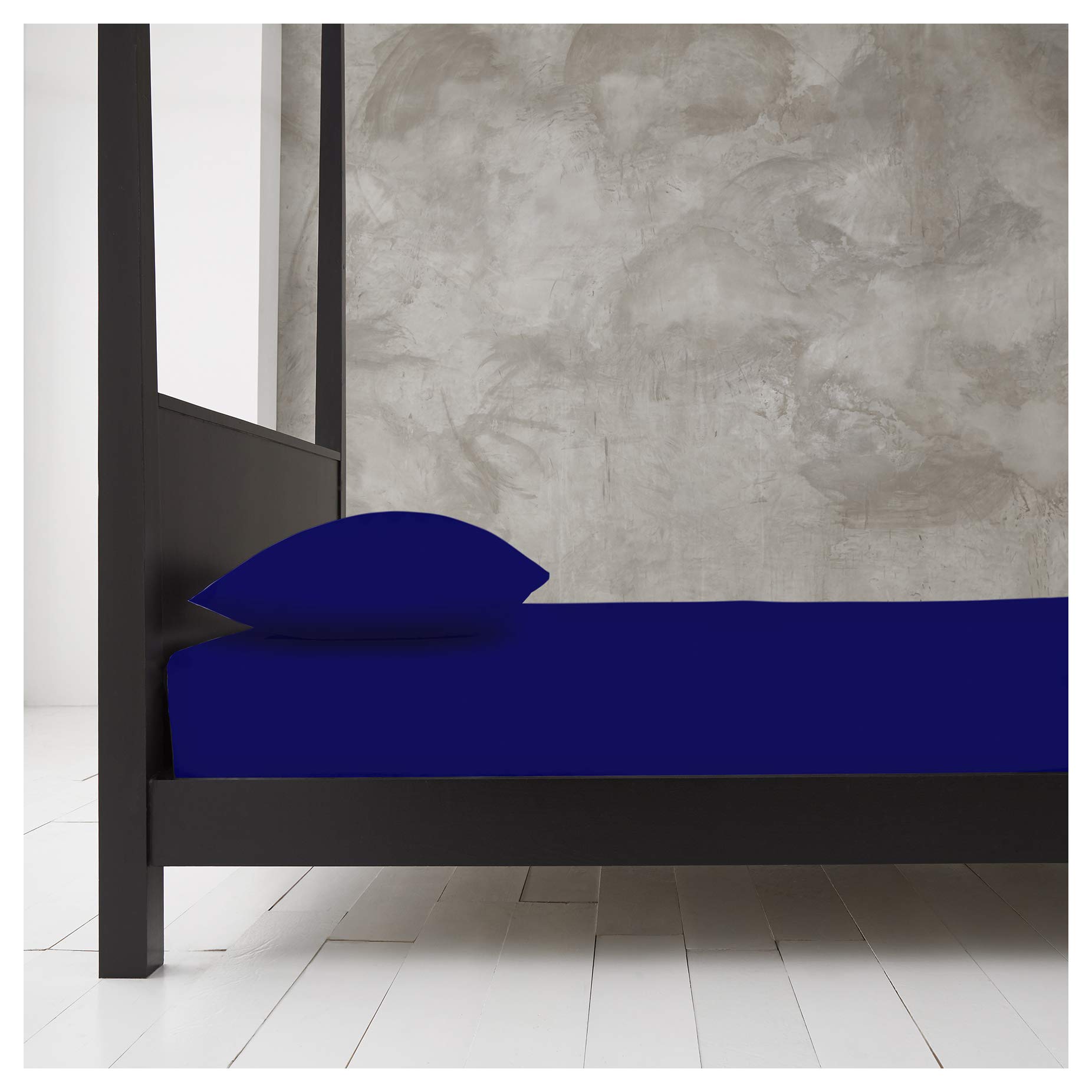 Gaveno Cavailia Plain Dyed Diamond Fitted Sheet Polyester-Cotton (Double-Royal Blue)