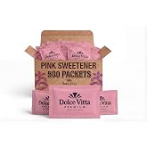 Dolce Vitta Premium Pink Sweetener Packets (500 Ct) &ndash; Zero Calorie Sugar Substitute, Low Glycemic Index, Kosher &amp; Gluten Free, Individual Coffee &amp; Tea Sweetener