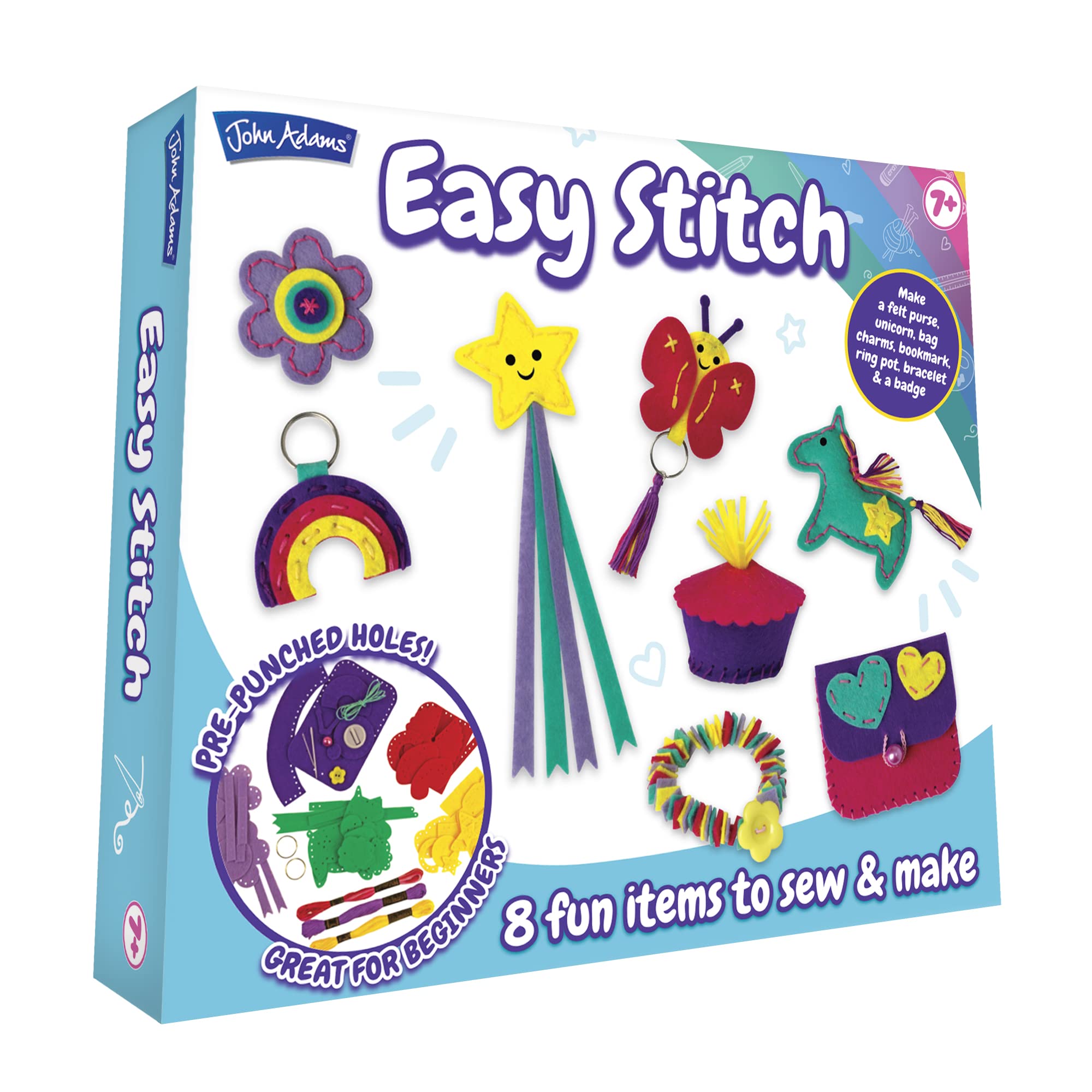 John Adams | Easy Stitch Craft Kit: 8 Fun Kits to sew and Make | Arts & Crafts | Ages 7+