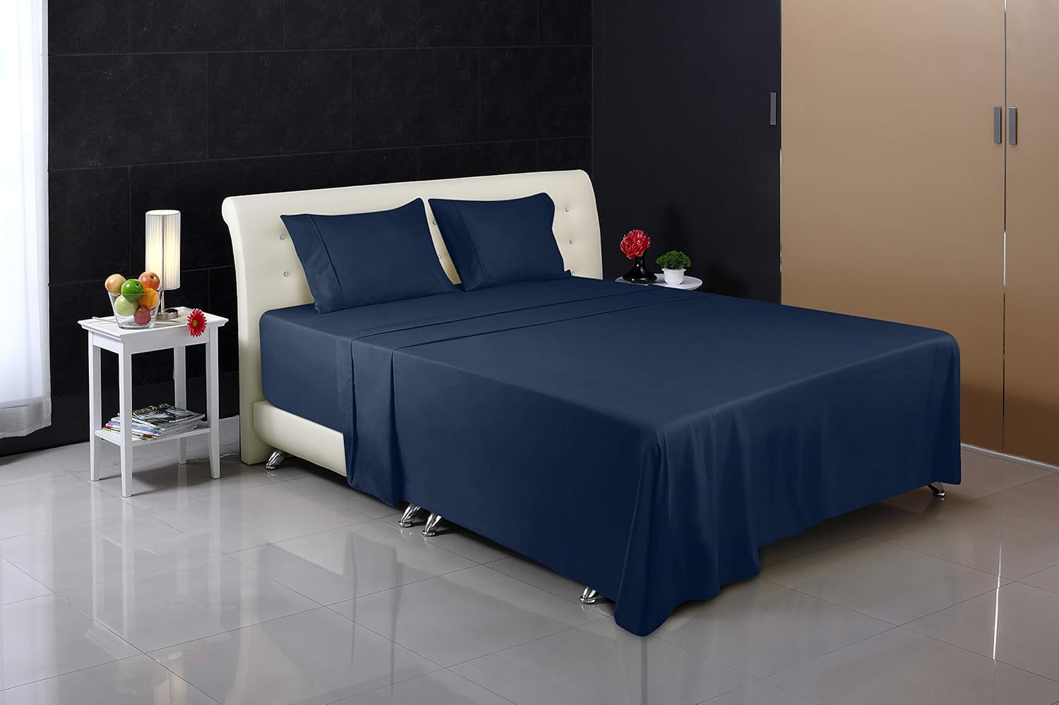 Utopia Bedding Bed Sheet Set - 4 Piece Queen Bedding - Soft Brushed Microfiber Fabric - Shrinkage & Fade Resistant - Easy Care (Queen, Navy): Home & Kitchen