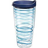 Tervis Yao Cheng Sea Stripe Made in USA Double Walled Insulated Tumbler Travel Cup Keeps Drinks Cold & Hot, 24oz, Classic