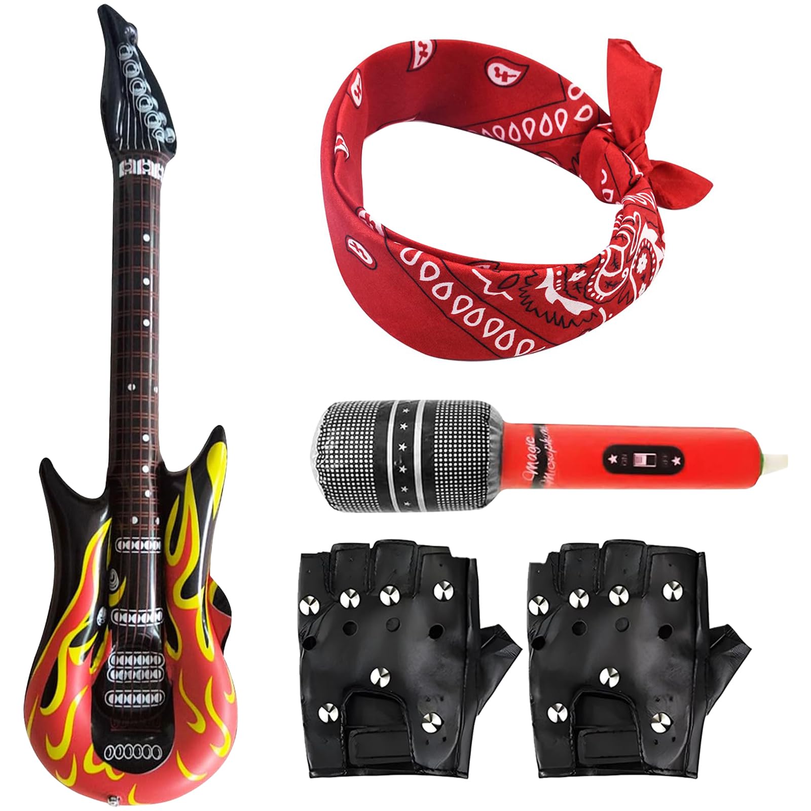 Rockstar Fancy Dress Inflatable Guitar Punk Rocker Party Kit for Rock Disco Kids