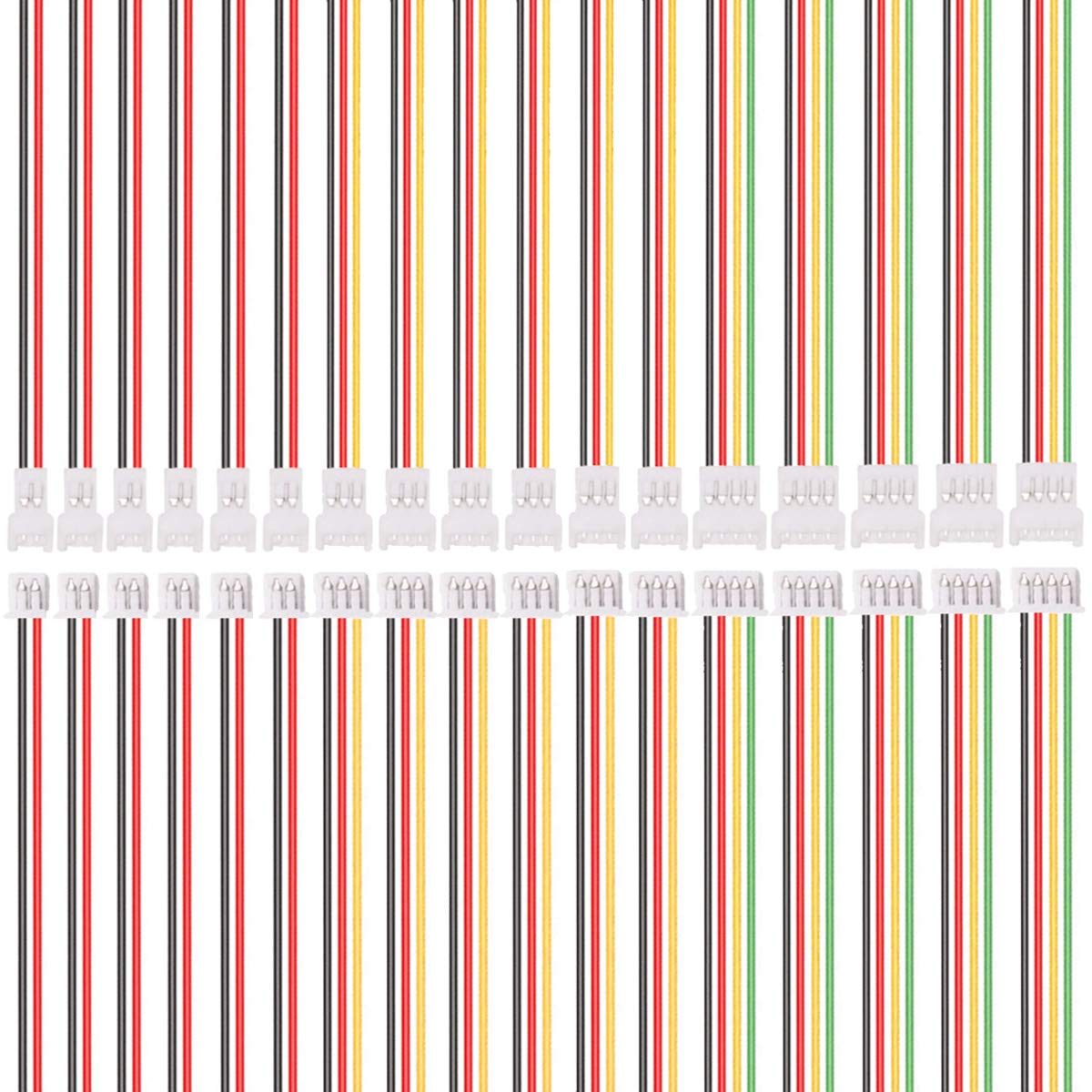 Youmile 10Pairs 26AWG JST 1.25mm Plug Connector Cable 2/3/4 Pin Female Male JST Connector 150mm Wire for LED Strip/RC