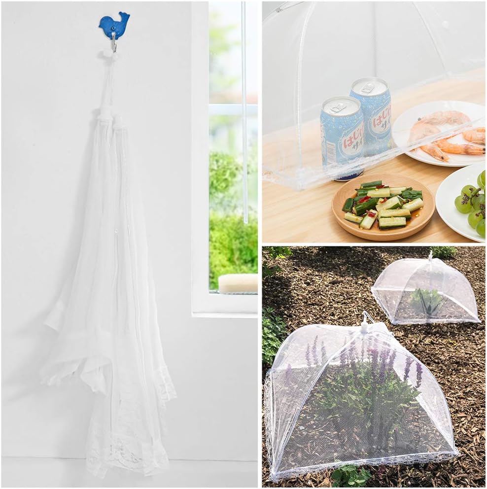  | Pop-Up Mesh Screen Food Cover Tent Umbrella, SPANLA 8 Pack Food Cover Net for Outdoors, Screen Tents, Parties Picnics, BBQs, Reusable and Collapsible Reusable and Collapsible, 17 Inches: Plate Serving Covers