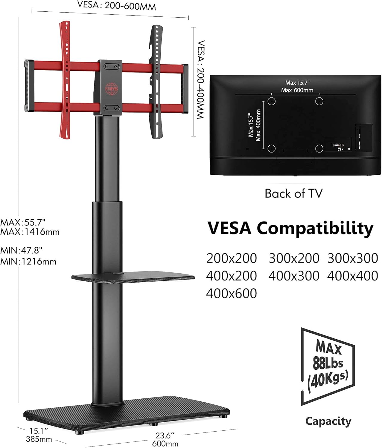 FITUEYES Floor TV Stand with Wood Base for 32-65 inch TVs, Modern Corner TV Stands for Bedroom, Height Adjustable Universal Swivel TV Mountoom: Furniture & Decor