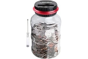 Large Piggy Bank for Adults Kids, Vcertcpl Digital Coin Counting Bank with 1.8L Capacity, Great Coin Bank Money Jar for Adults Kids with Saving Goals, Designed for All US Coins (Red, Large)