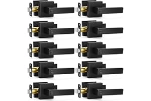 Sopoby 10 Pack Matte Black Door Handles Privacy Door Levers, Keyless Interior Door Knobs Square Door Levers Heavy Duty Door Locks for Bedroom Bathroom, Reversible Flat Levers