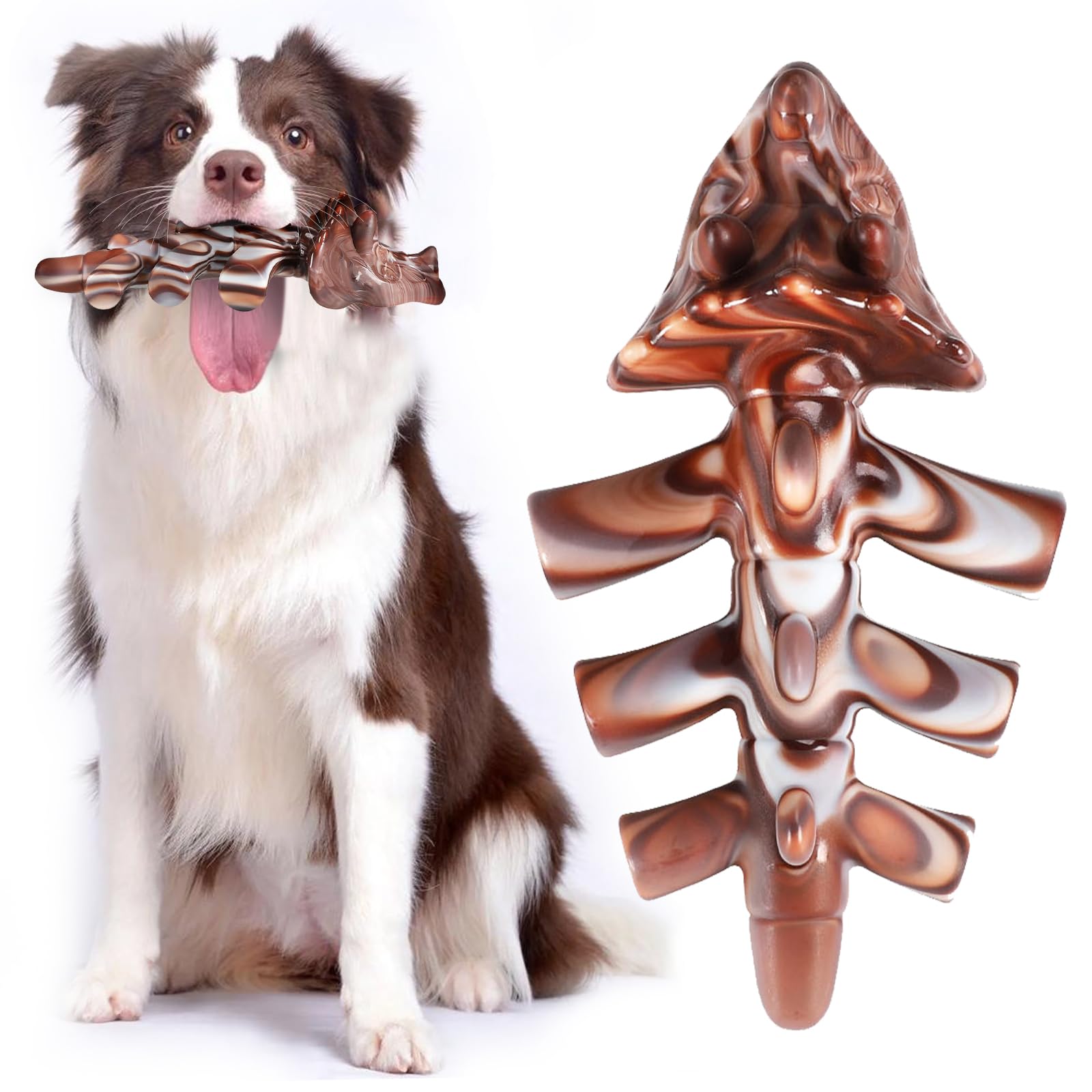 Mapneng Indestructible Dog Chew Toys for Aggressive Chewers, Long Lasting Beef Flavour Nylon Dog Chew Toys, Tough Toys for Medium and Large Dogs, Teeth Brushing and Boredom Brearking (Triceratops)