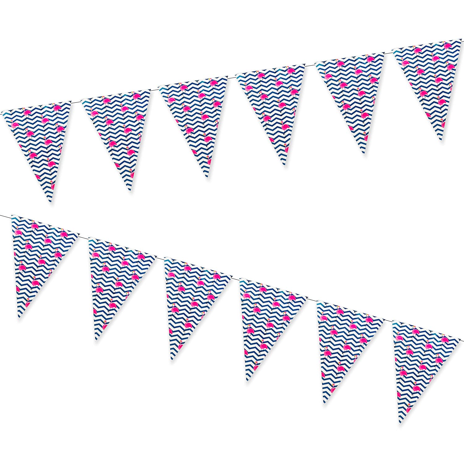 Summer Bunting | 20 Flags | 7M / 23 Feet Triangle Flag Garland | For Summer Patry Wedding Birthday Parties Decoration Hawaiian Tropical Hanging Banner | Hanging Decorations with String (Flamingo)