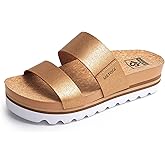 Ustogi Flatform Platform Sandals Women Arch Support Beach Slides Orthotic Summer Causal Cork Footbed Adjustable Lightweight Thick Sole Comfortable Fashion Slip on Cushion Cute 2 Strap
