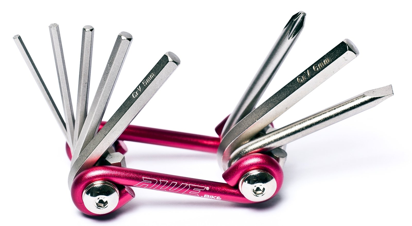 AWE® 8 Piece CR-V Special Hardened Steel Bike/Bicycle Multi Function Red Pocket Tool