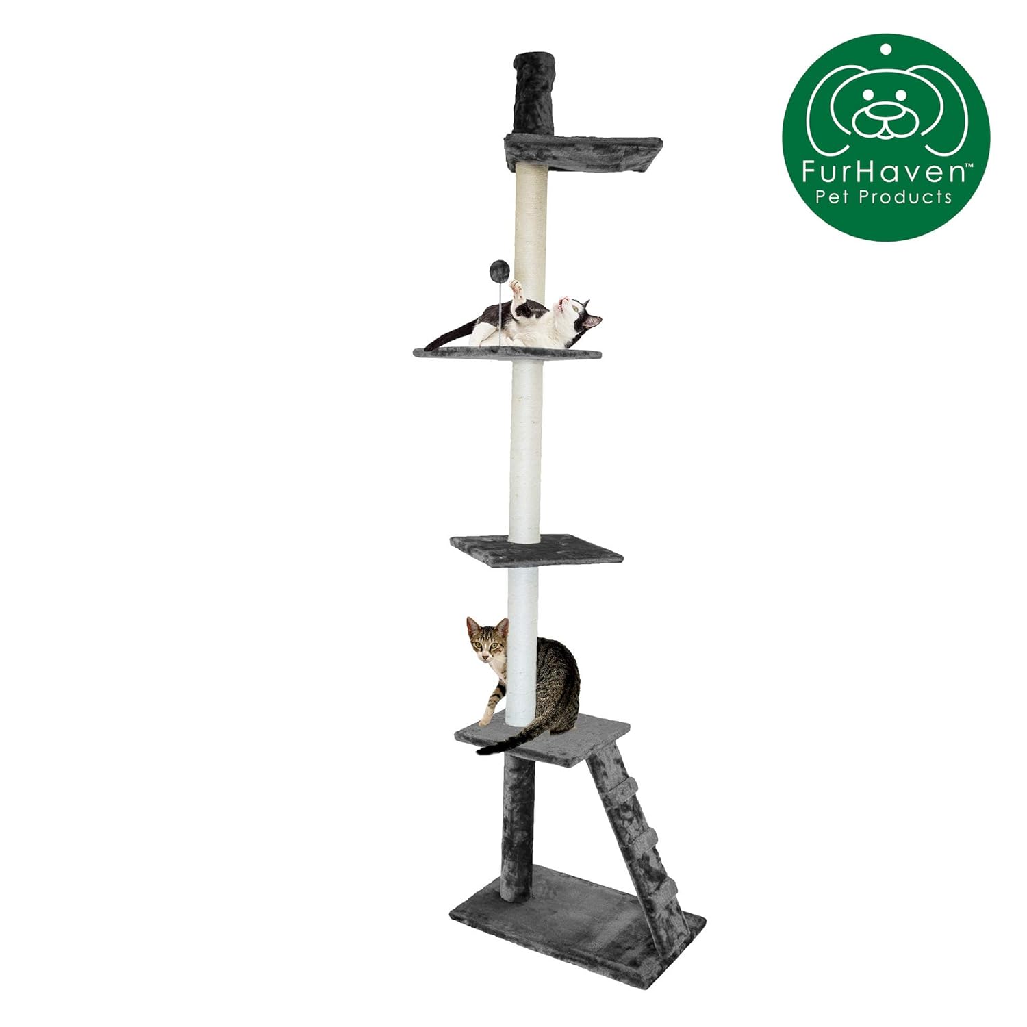 Floor To Ceiling Cat Ladder Playground Cream Fur Haven Tiger Tough