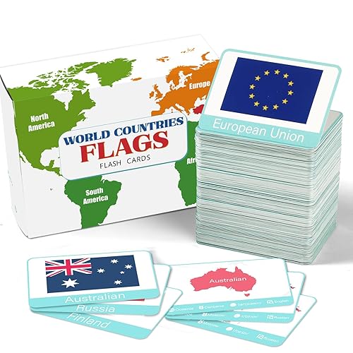 244pcs Countries Of The World Flags Flash Cards Country Continent