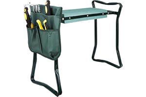 Smartxchoices Folding Garden Kneeler Seat Garden Bench Stool with Handles, Multi-use Pouch, Heavy Duty Yard Gardening Chair with Soft Kneeling Pad,Green