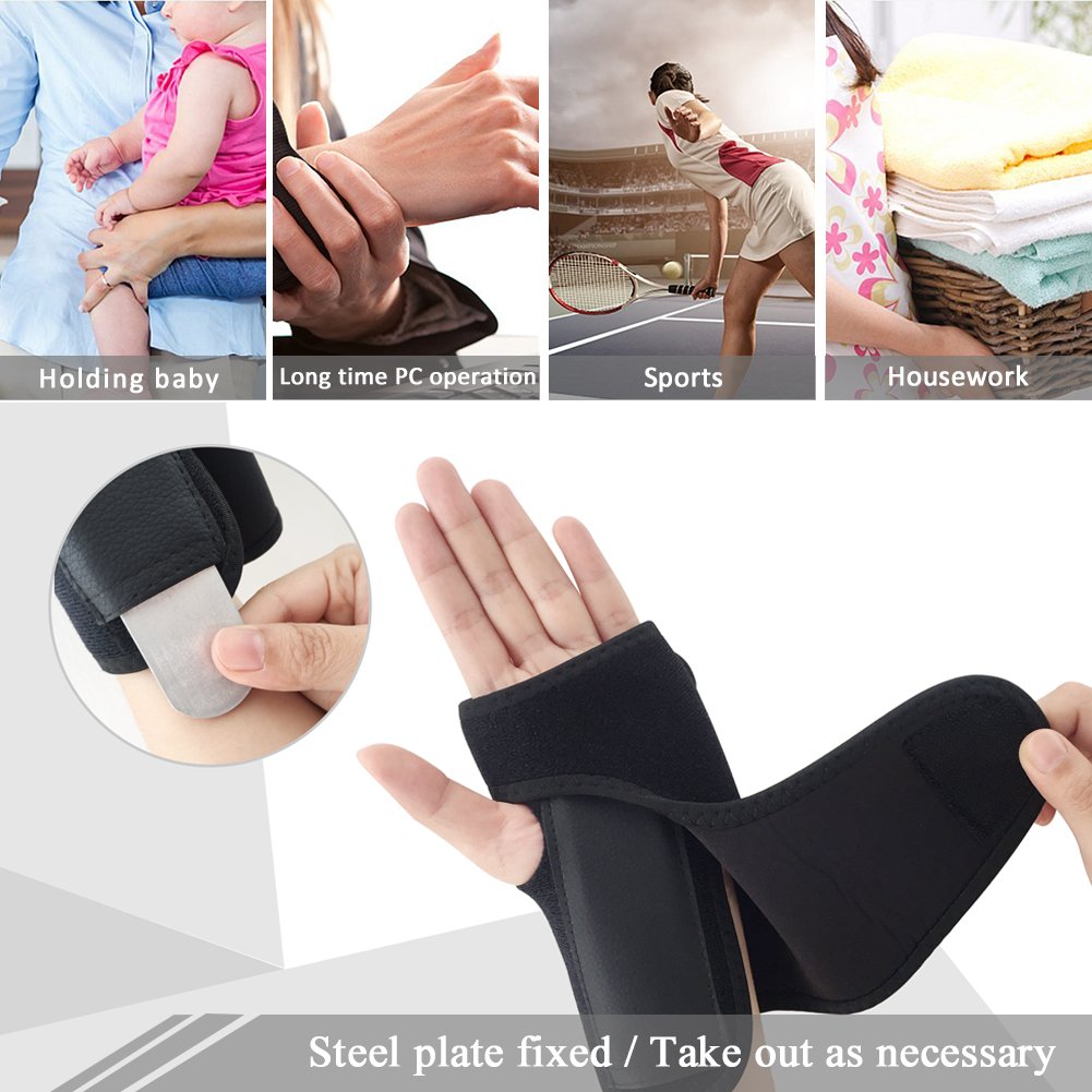 DOB Wrist Brace, Wrist Support with Removable Splint and Adjustable Support Wrap for Carpal Tunnel (Left)