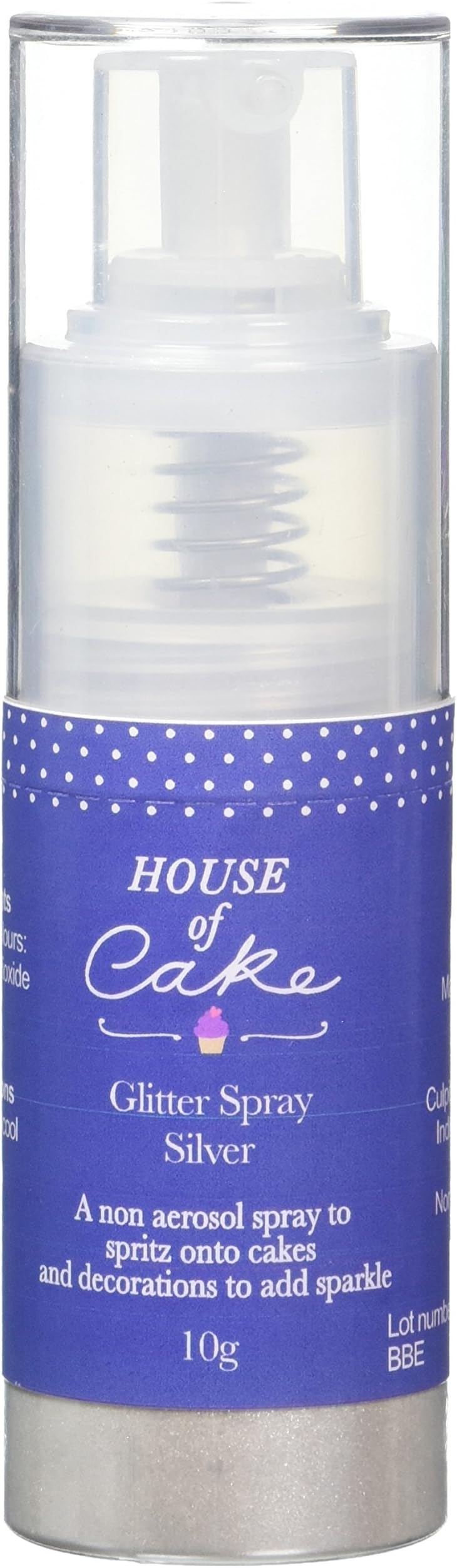 House of Cake Edible Metallic Silver Glitter Spray 10 g (Pack of 6)
